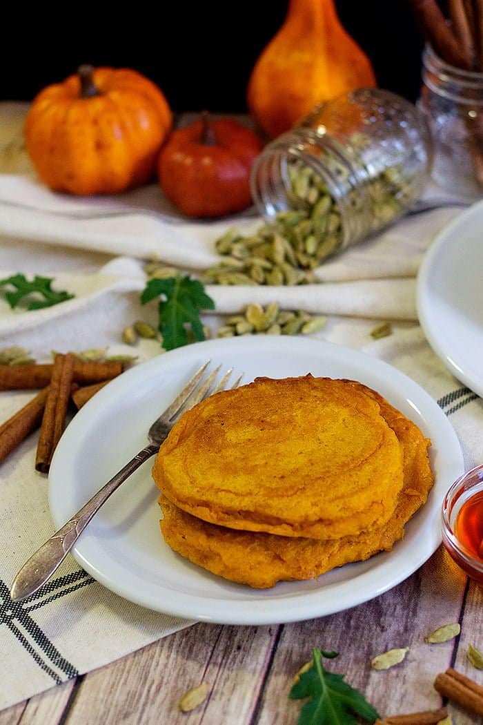This pumpkin spice pancake recipe is great for fall weekends. 