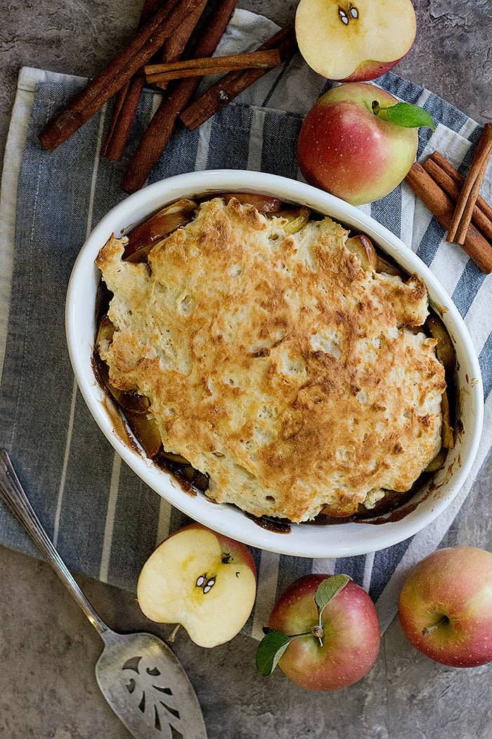 Caramel apple cobbler is a delicious apple dessert that's perfect for any day! This easy apple cobbler is made with fresh crisp apples cooked in a tasty caramel sauce.