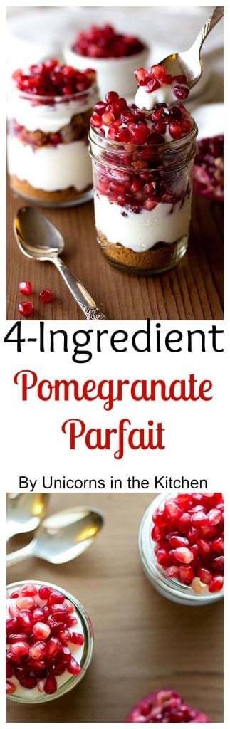 Pomegranate Parfait is a beautiful and tasty dessert that requires only 4 ingredients and comes together is no time!