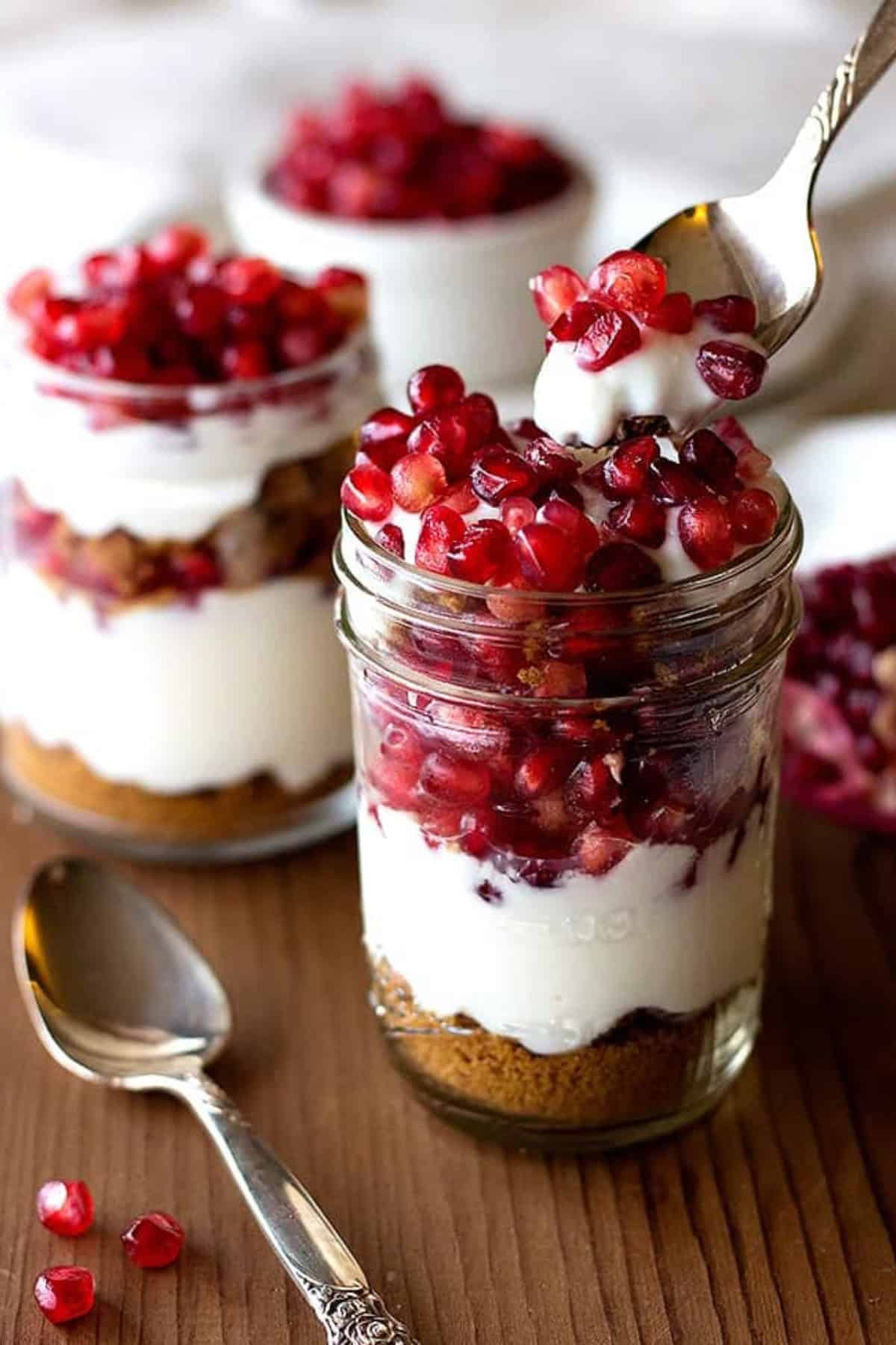 Pomegranate Parfait is a beautiful and tasty dessert that requires only 4 ingredients and comes together is no time!