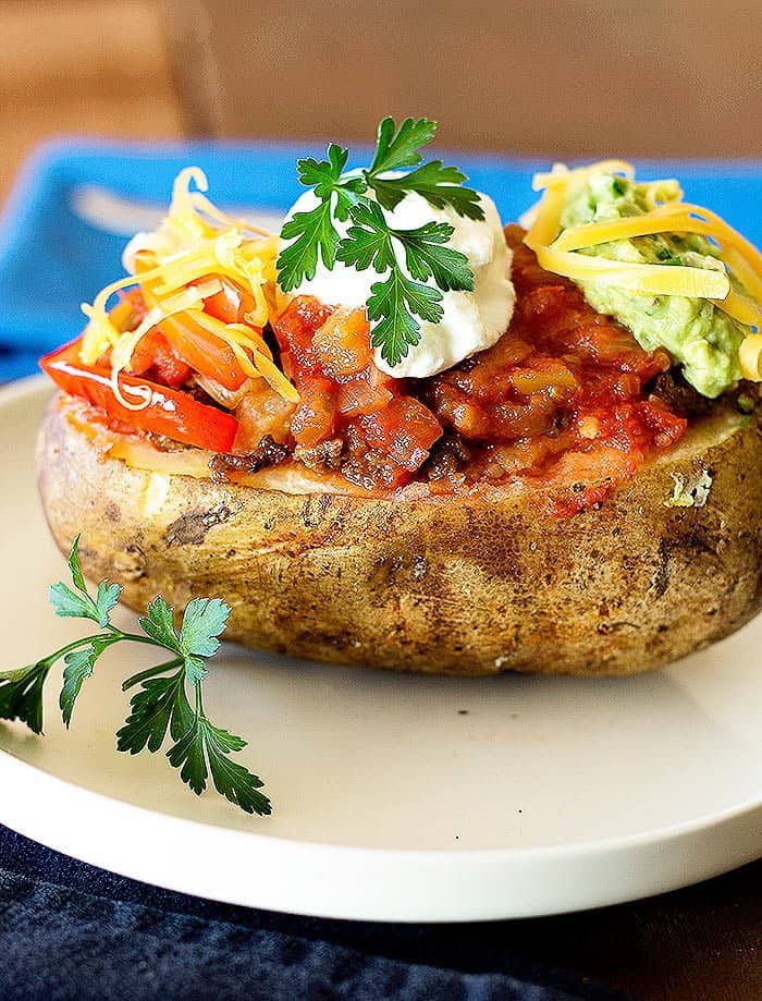 Taco Kumpir is a a combination of two delicious foods! Creaminess of potatoes and deliciousness of tacos with tasty chunky Pace Salasa! #KickUpTheFlavor #ad