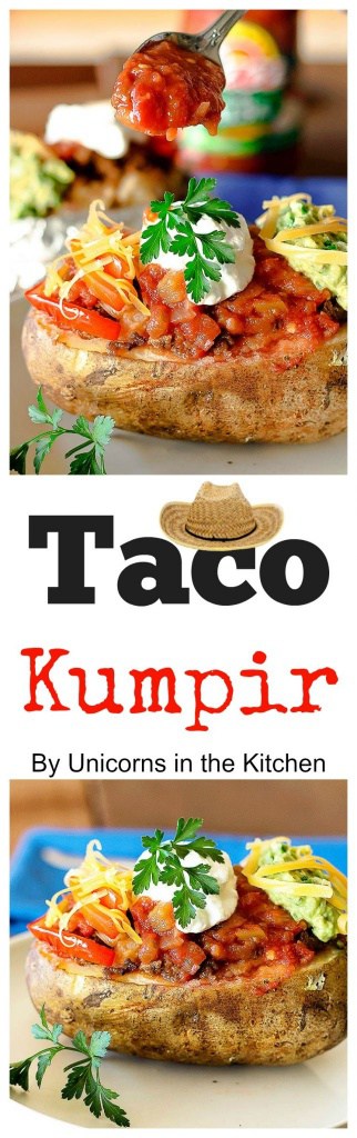 Taco Kumpir is a a combination of two delicious foods! Creaminess of potatoes and deliciousness of tacos with tasty chunky Pace Salasa! #KickUpTheFlavor #ad