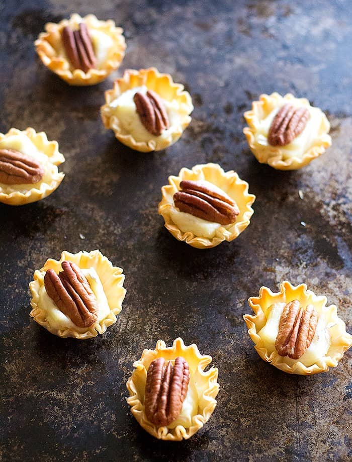 Phyllo cups with brie are the perfect appetizer for parties.