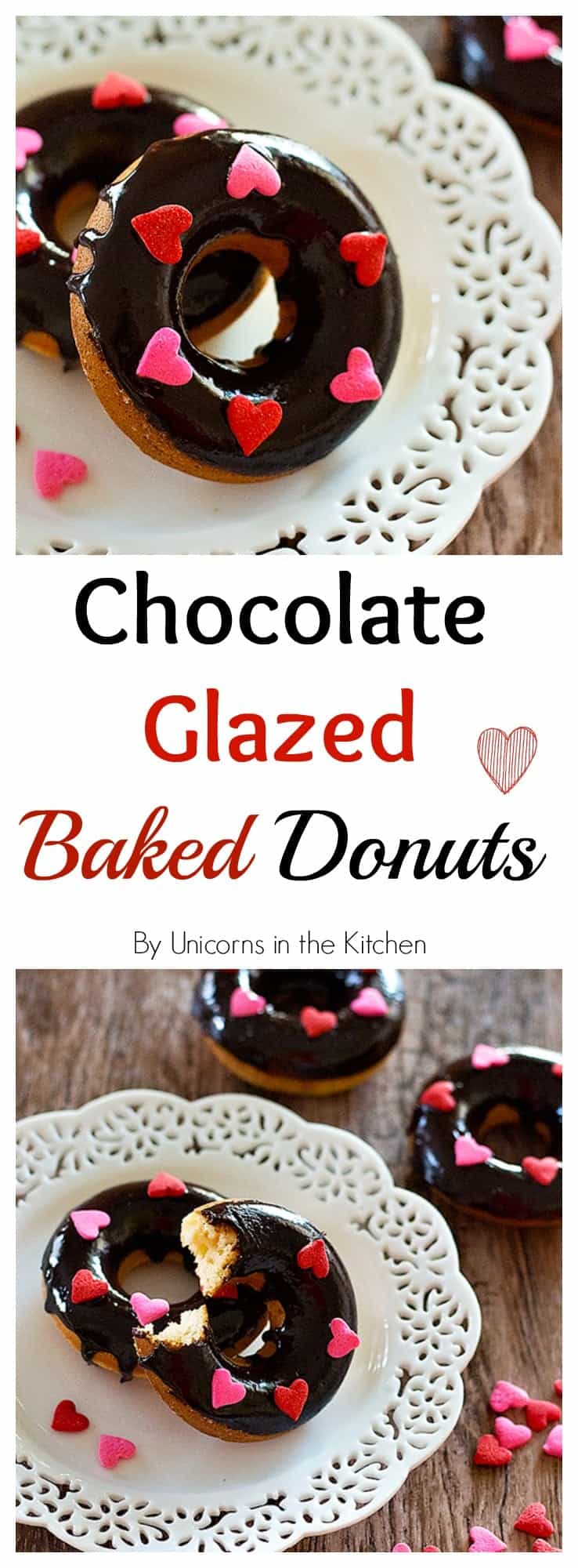 These chocolate glazed baked donuts will be your new favorite donuts! No frying required so you can just make them in big batches and enjoy having delicious donuts! 