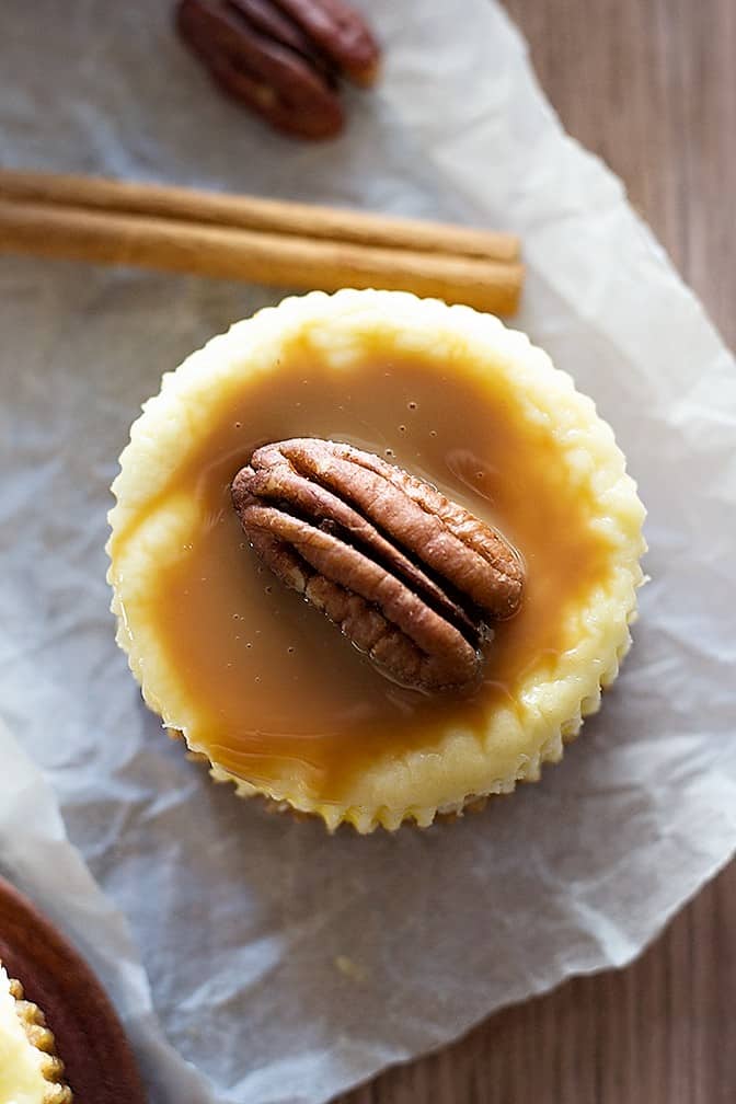 then enjoy the creamy velvety texture as the caramel sauce drips from the edges of this luscious mini cheesecake!