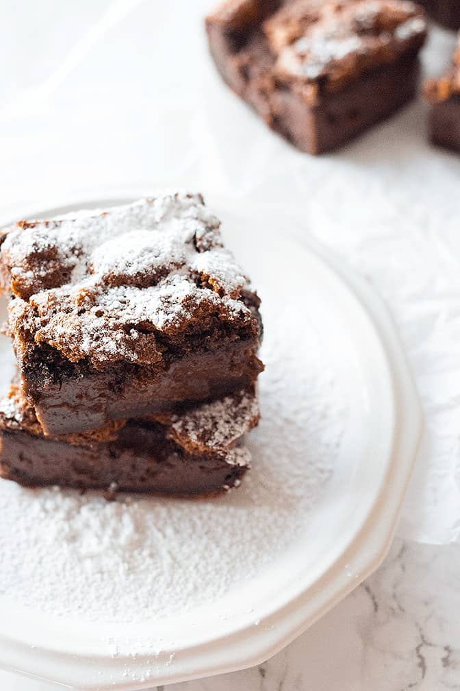 This Chocolate Magic Cake has three layers with with a custard-like layer in the middle, all made from one batter. It satisfies any chocolate cravings!