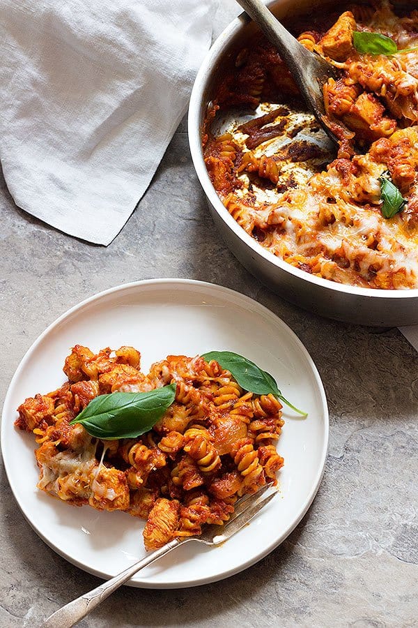 chicken parmesan pasta recipe is cheesy and creamy you can serve it with fresh basil. 