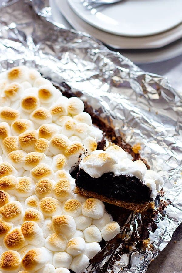 S'mores brownies, also called marshmallow brownies are super delicious and are topped with mini marshmallows