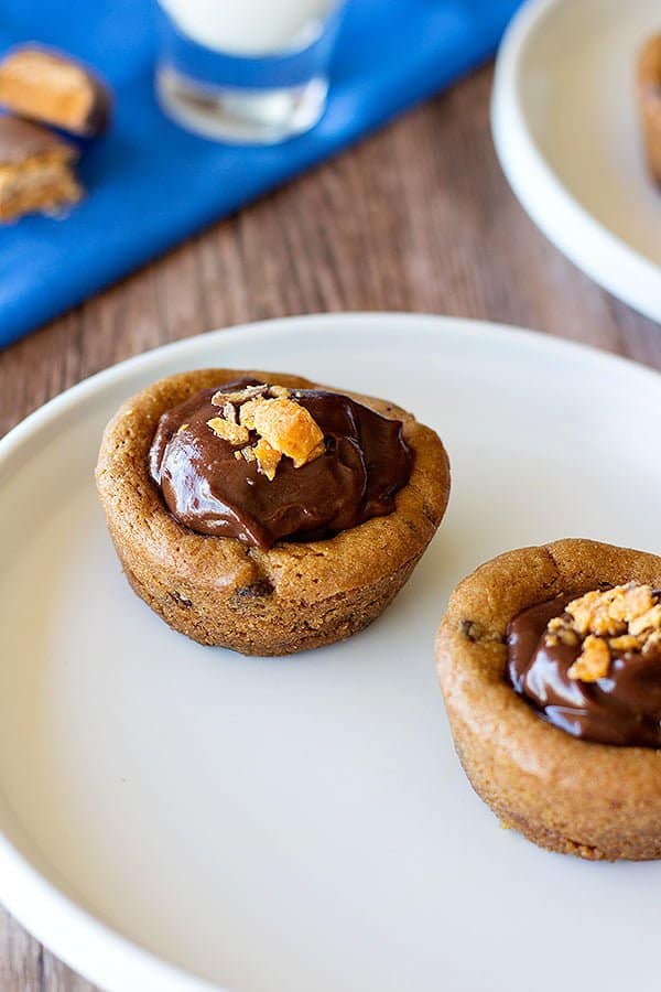 Chocolate Chip Cookie Cups filled with chocolate pudding are everyone's favorite. They are easy to make and are fun and delicious!