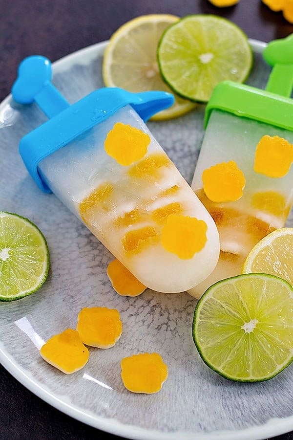 Lemon Lime Popsicles are refreshing and taste like lemonade in a form of a popsicle! Add some gummies to make them even tastier and more fun! 