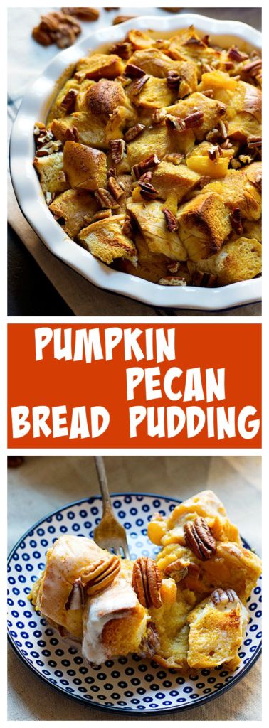 Pumpkin Pecan Bread Pudding is perfect for both dessert and breakfast. It's served with a coconut maple icing and is jam-packed with fall flavors!