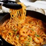 This Easy Spicy Shrimp Marinara Linguine will be on your table in less than 45 minutes and it tastes amazing! With the right amount of spiciness, this pasta will become everyone's favorite!