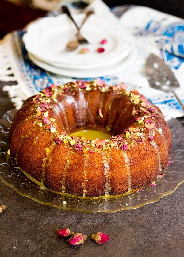 Love Cake Persian Style with rose, cardamom and saffron
