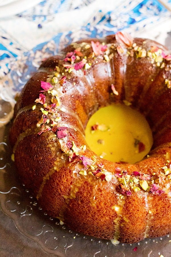 Persian Love Cake recipe, full of rose water, cardamom and saffron. 
