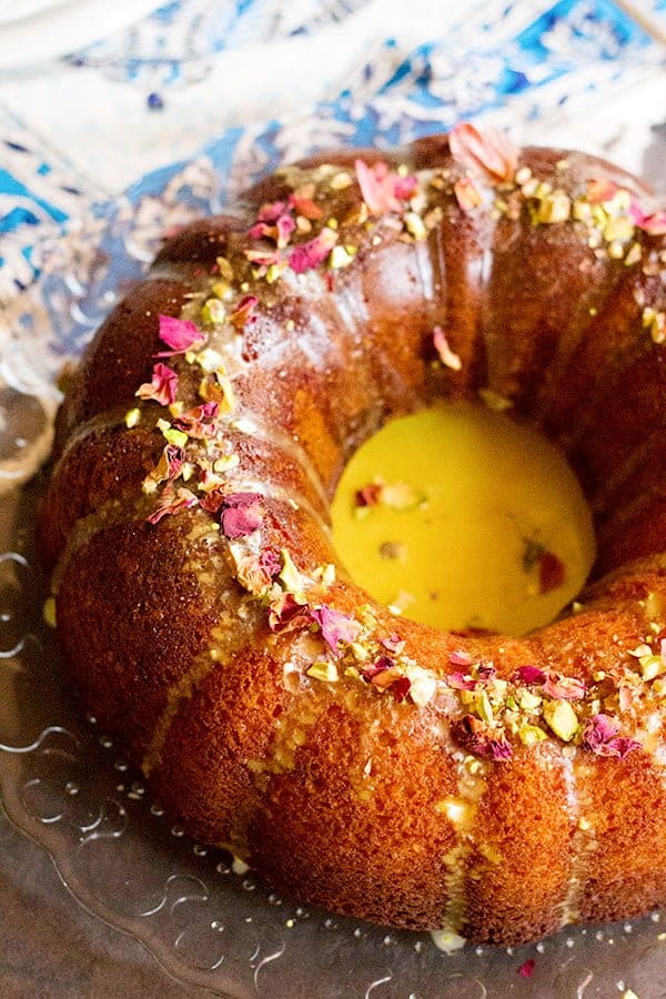 Persian Love Cake recipe, full of rose water, cardamom and saffron.