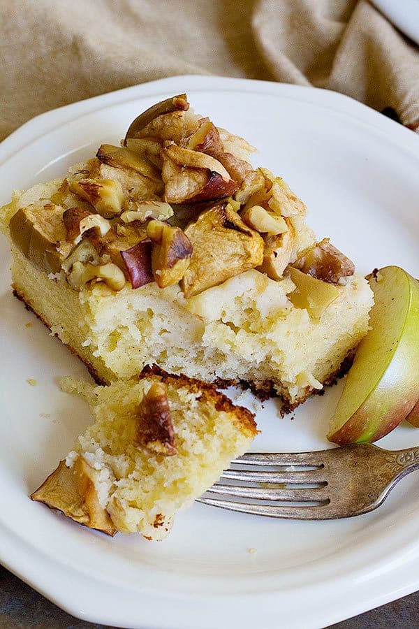 These Apple Walnut Cake Bars are great for paring with an afternoon tea. The fluffy texture and crunchy walnuts are perfect together!