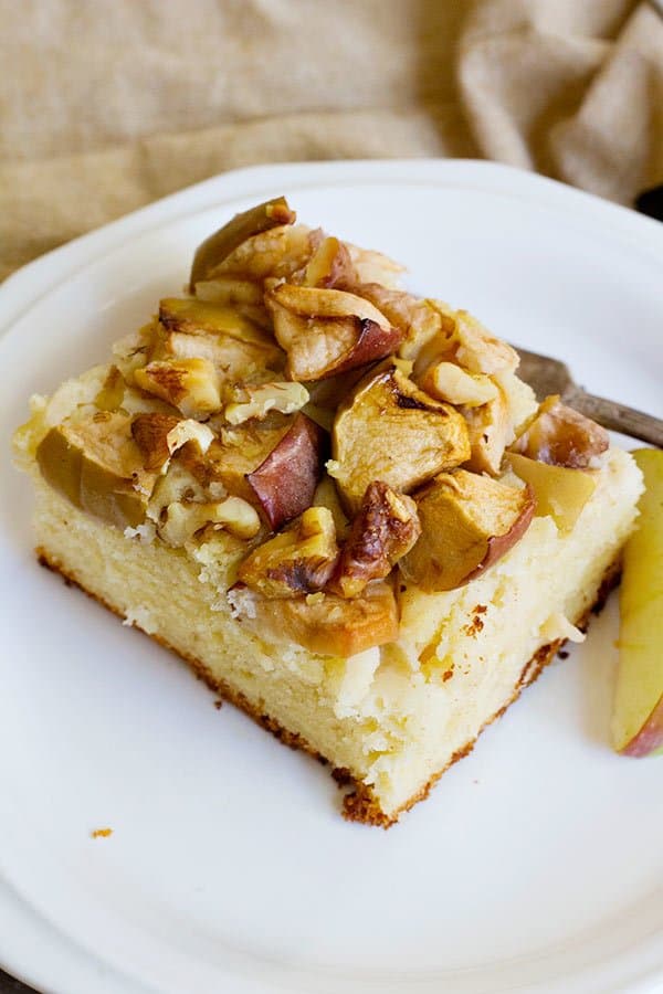 These Apple Walnut Cake Bars are great for paring with an afternoon tea. The fluffy texture and crunchy walnuts are perfect together!