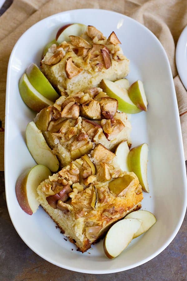 These Apple Walnut Cake Bars are great for paring with an afternoon tea. The fluffy texture and crunchy walnuts are perfect together!