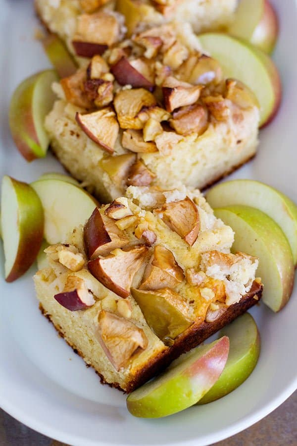 These Apple Walnut Cake Bars are great for paring with an afternoon tea. The fluffy texture and crunchy walnuts are perfect together!