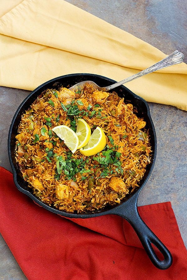 Chicken Chorizo Rice Skillet is an easy one pan dish that uses a few ingredients with maximum flavor. It's perfect for weeknight dinners or a friendly gathering!