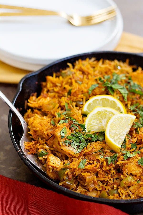Chicken Chorizo Rice Skillet is an easy one pan dish that uses a few ingredients with maximum flavor. It's perfect for weeknight dinners or a friendly gathering!