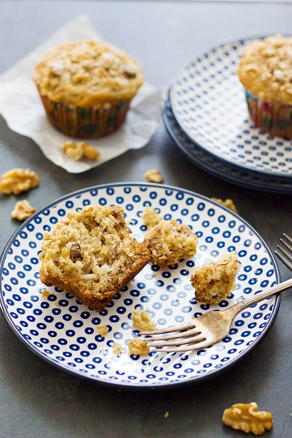 Start you beautiful morning with these Banana Walnut Strudel Muffins. Delicious and delightful muffins packed with cinnamon and banana flavor with extra crunch!