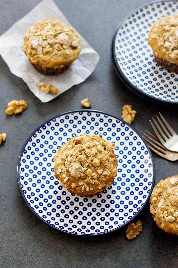 Start you beautiful morning with these Banana Walnut Strudel Muffins. Delicious and delightful muffins packed with cinnamon and banana flavor with extra crunch!