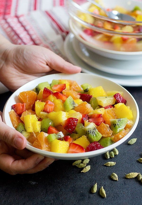 This Honey Rose Water Fruit Salad will make your days colorful and delicious. Make a big batch of these for your party and enjoy the delicious honey rose water flavor. It's like eating spring!