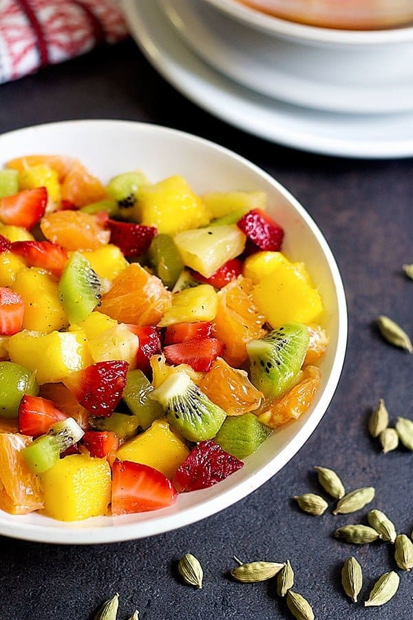 This Honey Rose Water Fruit Salad will make your days colorful and delicious. Make a big batch of these for your party and enjoy the delicious honey rose water flavor. It's like eating spring!