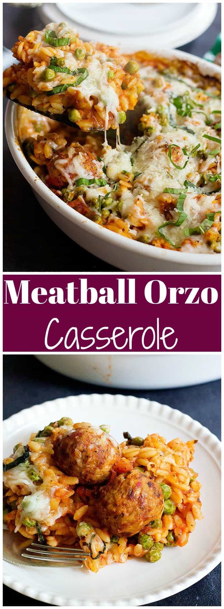 Meatball Orzo Casserole is a delicious option for your weeknight dinner. This casserole is made in one dish with all the ingredients you already have in your kitchen!