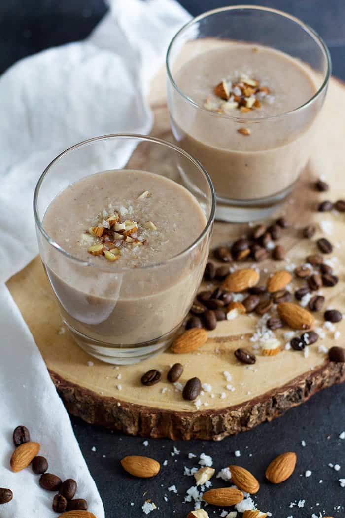Almond Coconut Breakfast Smoothie is a full breakfast packed into a glass! With a touch of espresso, this smoothie will have you ready for a great day!