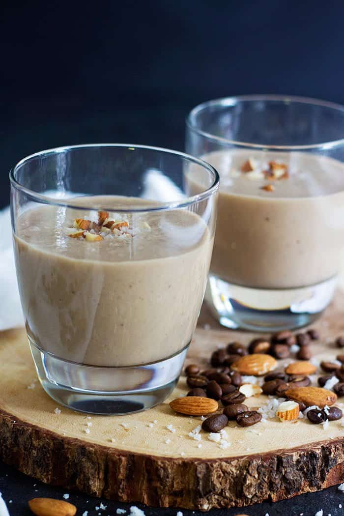 Almond Coconut Breakfast Smoothie is a full breakfast packed into a glass! With a touch of espresso, this smoothie will have you ready for a great day!