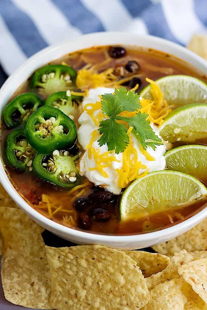 This slow cooker chicken tortilla soup is also great for fall and winter especially when you make it the night before. I love waking up to the delicious smell of soup that has been cooked all night. so good for a rainy day!