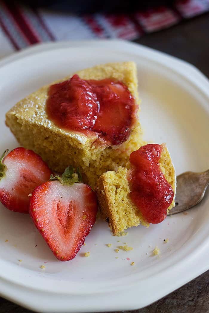 Take a new twist on a good old favorite. This Strawberry Cornbread is delicious and very simple to make. It's served with an irresistible homemade strawberry sauce!