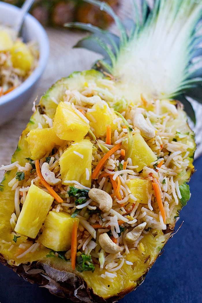 Quick Vegetarian Pineapple Fried Rice is an easy dish that can be ready in only 20 minutes! It's packed with vegetables and flavors, making it a perfect weeknight meal!