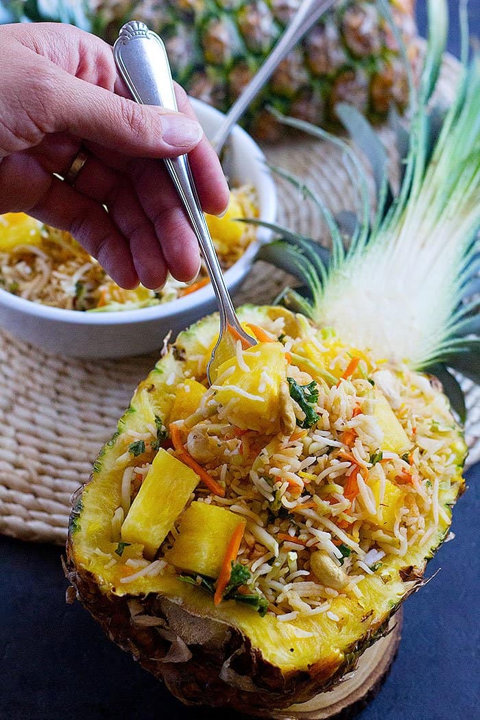 Quick Vegetarian Pineapple Fried Rice is an easy dish that can be ready in only 20 minutes! It's packed with vegetables and flavors, making it a perfect weeknight meal!