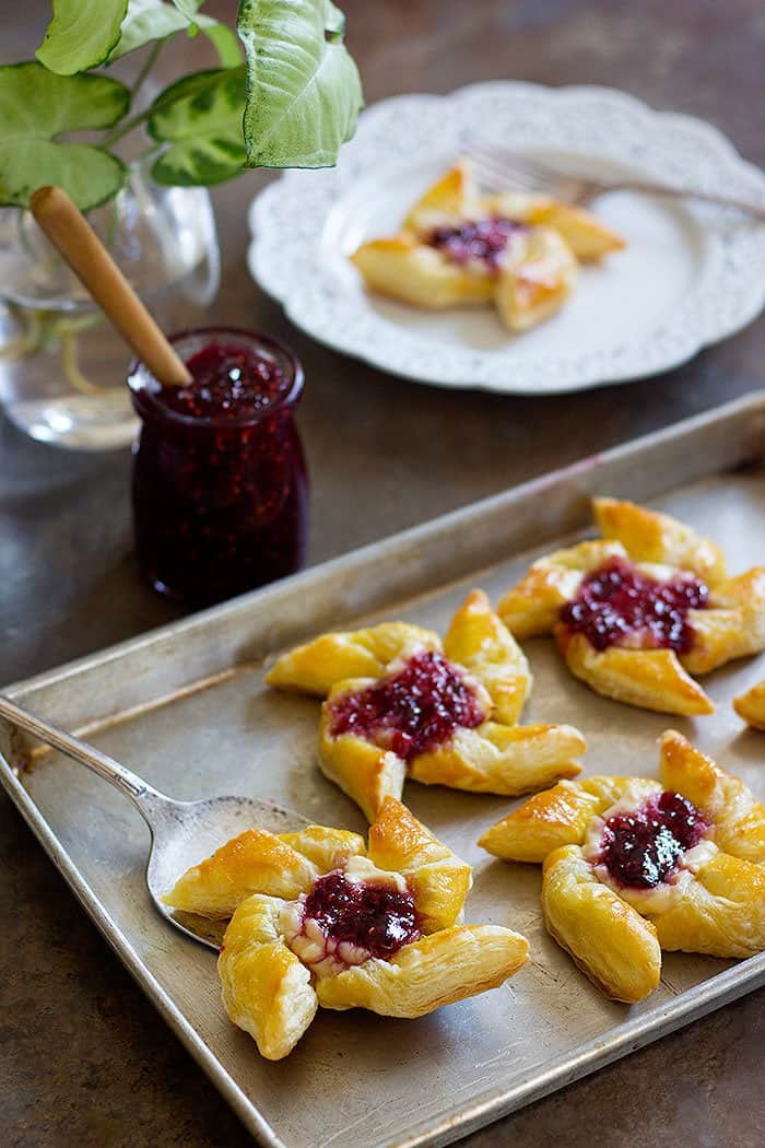 Raspberry Danish is a simple and easy pastry that you can make in no time with just three simple ingredients. It's great for breakfast or as an afternoon snack!