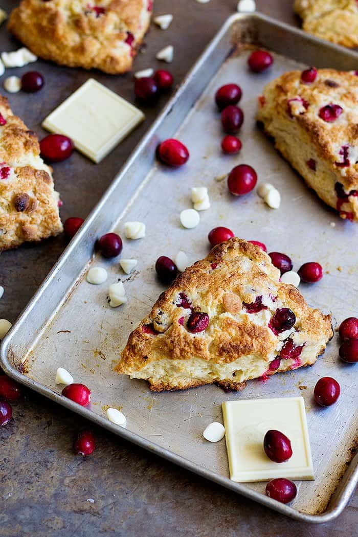 White chocolate scones with cranberries