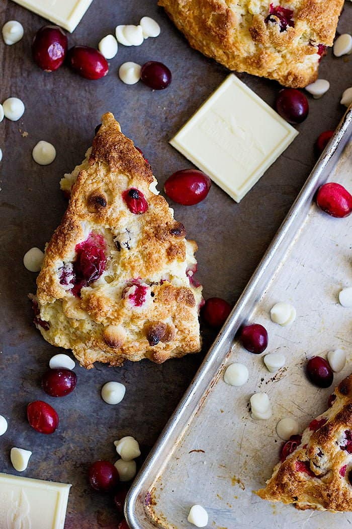 Christmas Scones with cranberries and white chocolate