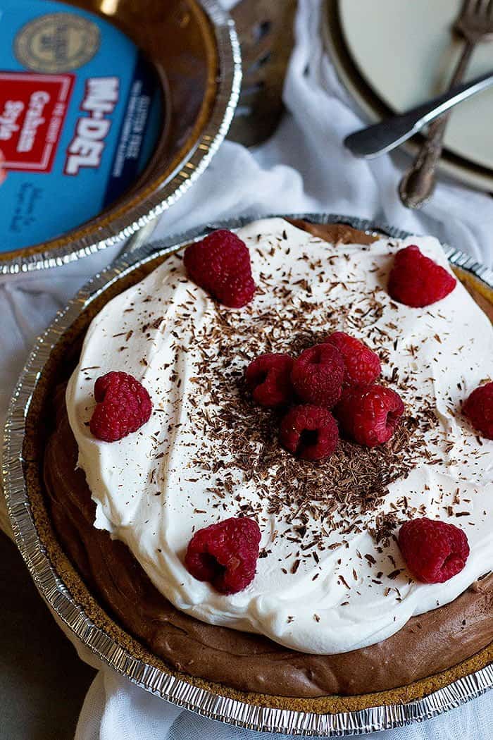 Chocolate Cream Pie made with melted chocolate and whipped cream