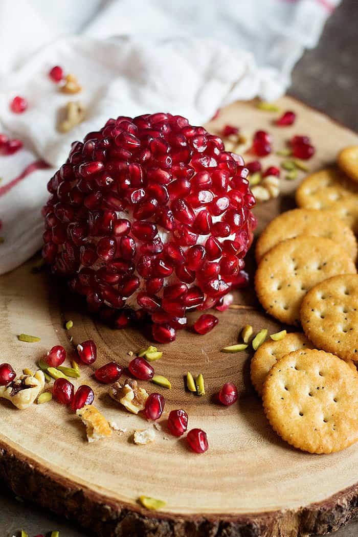 Pomegranate Cheese Ball is great for game days. Served with crackers or bread. 