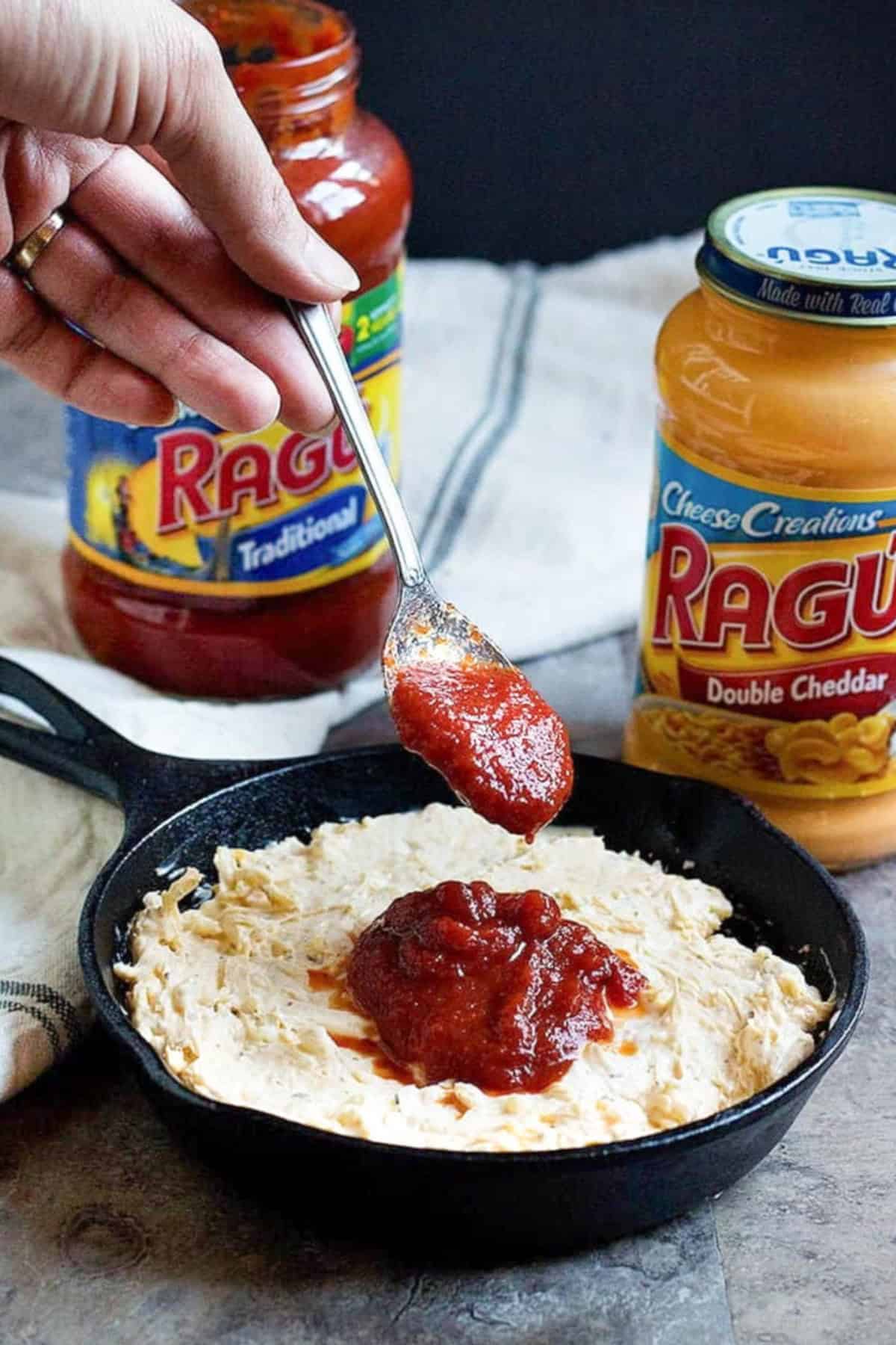 Add pasta sauce to the pizza dip for more flavor.