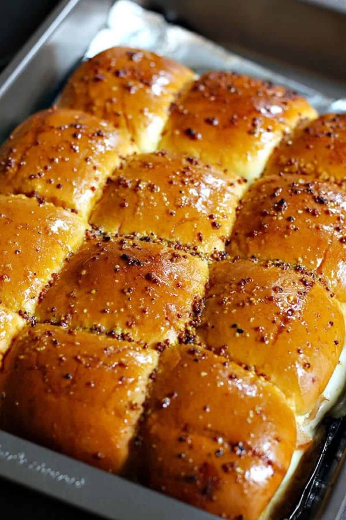 Hawaiian roll turkey sliders baked in the oven, perfect for game days and a crowd.