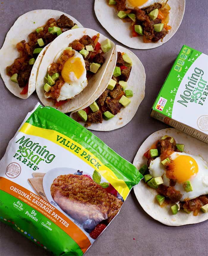 This Breakfast Tacos Recipe is an easy one that's perfect for any day of the week. Colorful veggies with avocado, salsa and a sunny side up egg make the best breakfast that everyone loves.