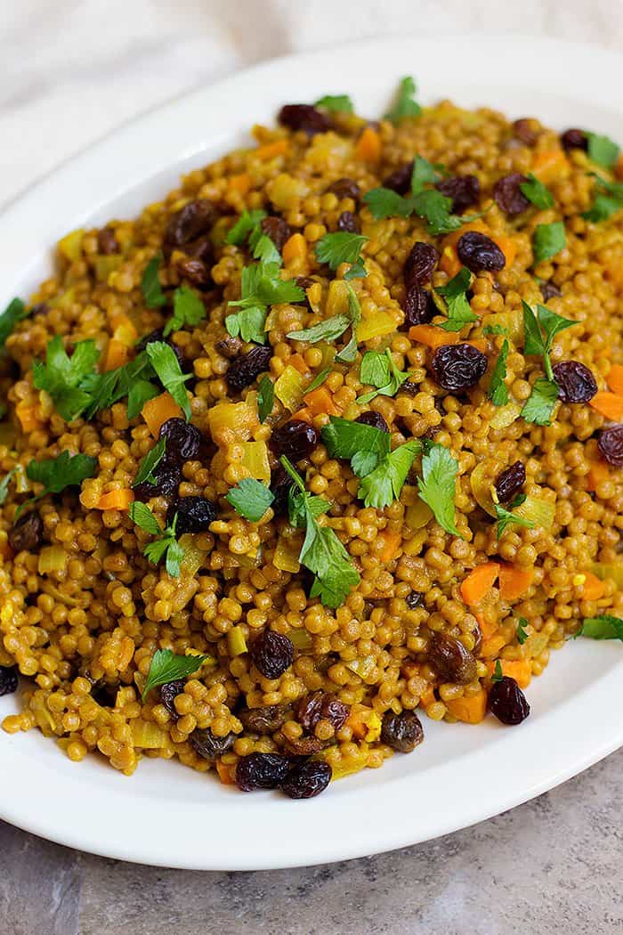 Moroccan Chicken Merguez with Apricots & Couscous Pilaf