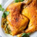 close up shot of saffron chicken