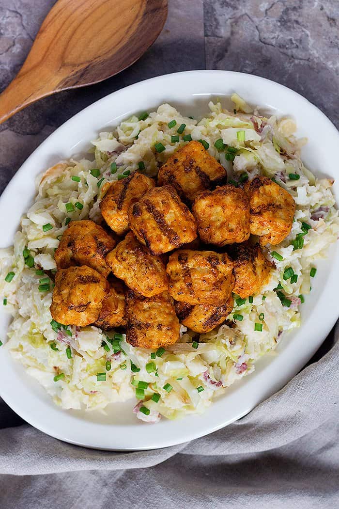 Colcannon Mash is an easy appetizer that can be made in no time and served with flavorful chicken. Creamy mashed potatoes with cabbage makes for a great combination!