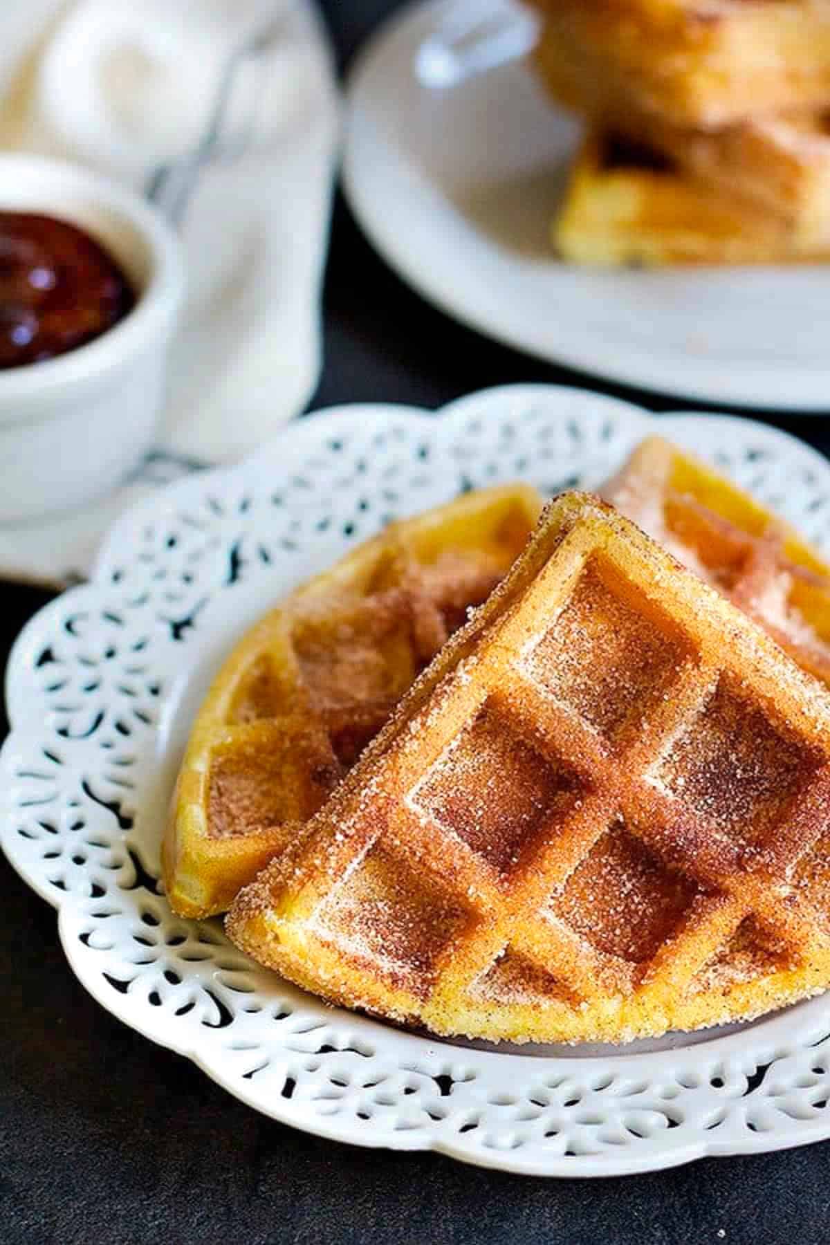 churro waffle recipe is easy and quick. The cinnamon sugar flavor is great.
