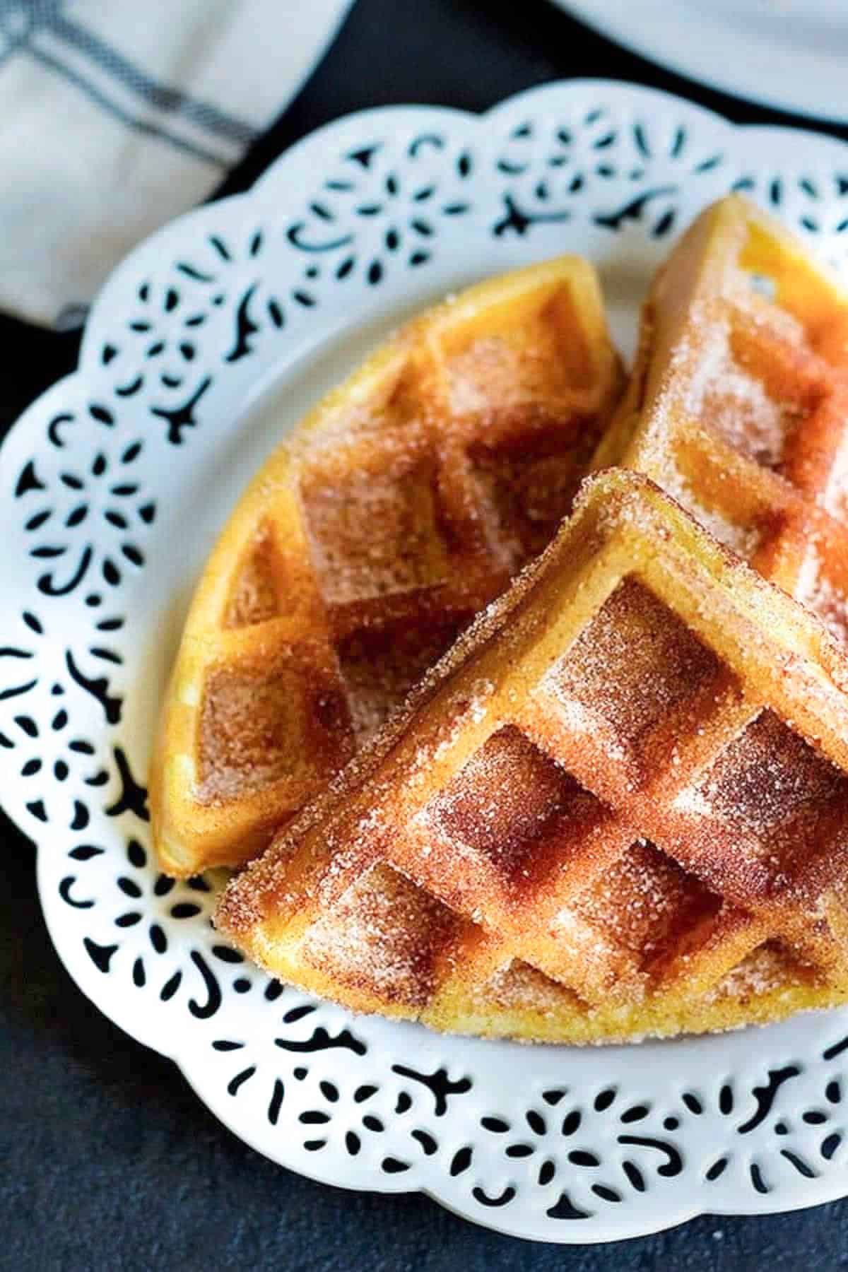 churro waffle recipe is easy and quick. The cinnamon sugar flavor is great.
