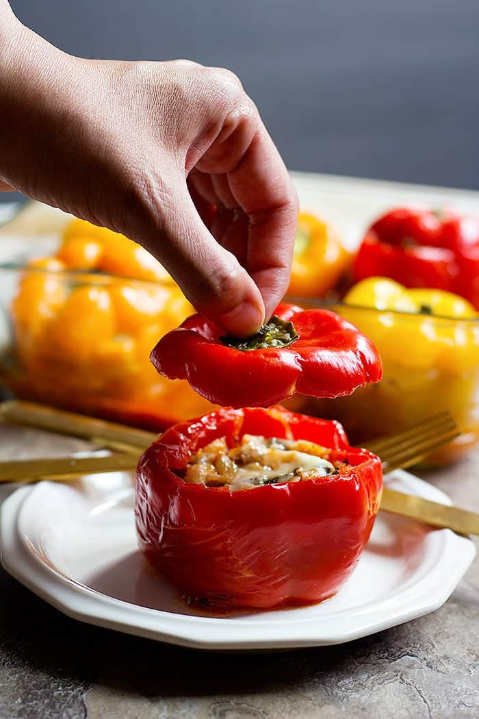 Italian stuffed peppers are the perfect family dinner. 